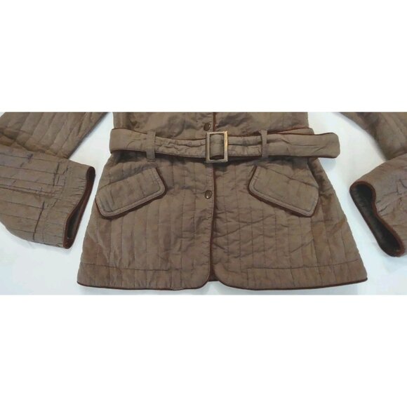 Tulle Women Belted Textured Vintage Design Jacket Brown Size M/L 90s - Picture 2 of 14